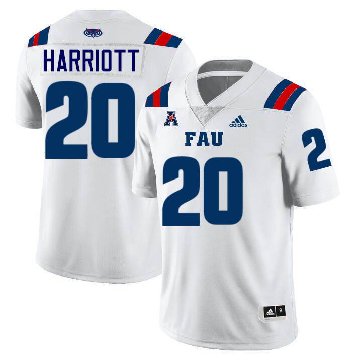 #20 Joshua Harriott FAU Jersey,Florida Atlantic Owls Football Jersey,Uniforms,Gears-White